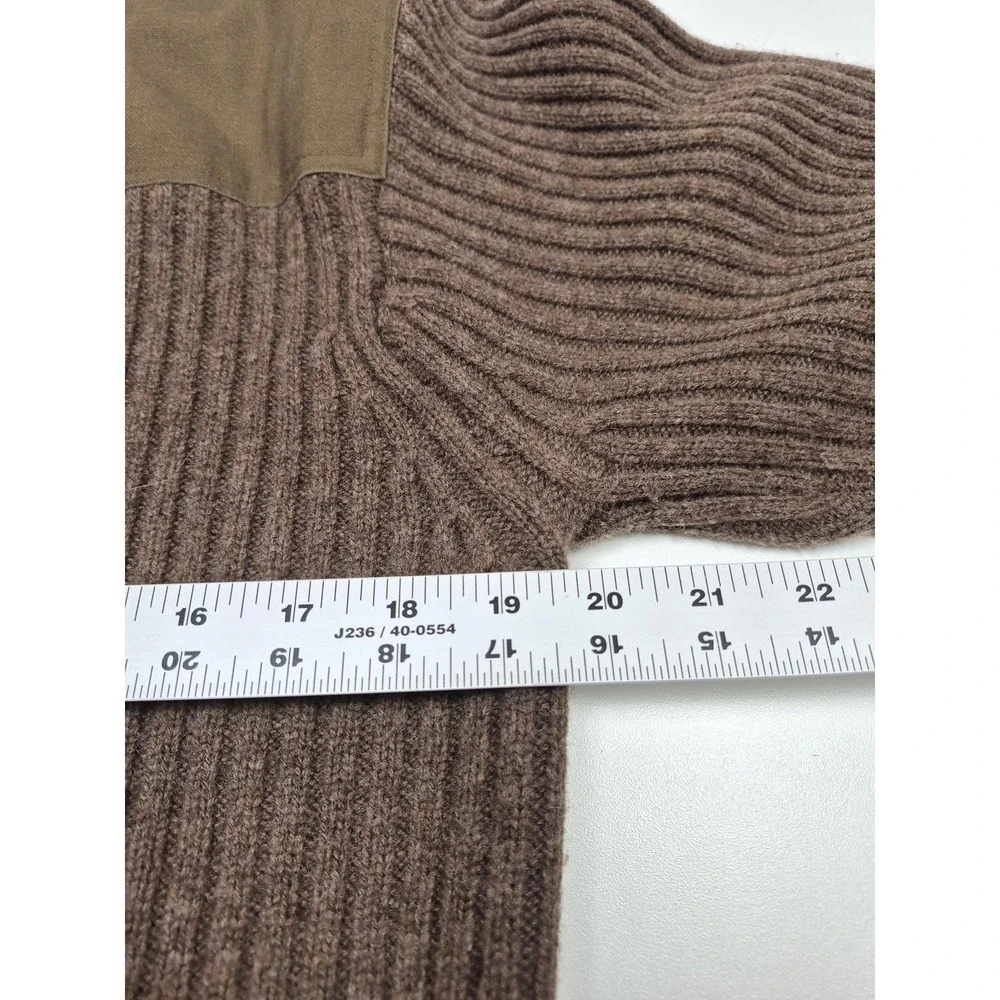 L.L. Bean Commando Sweater Men's Large Brown Merino Wool Full Zip Mock Neck